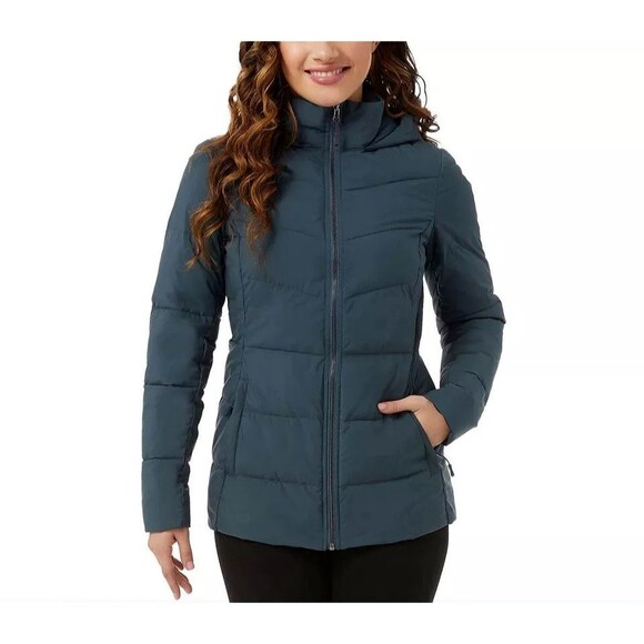32 Degrees Womans Large Blue Winter Tech Puffer Jacket 1699330 Coat Rain Lrg L - Picture 3 of 15